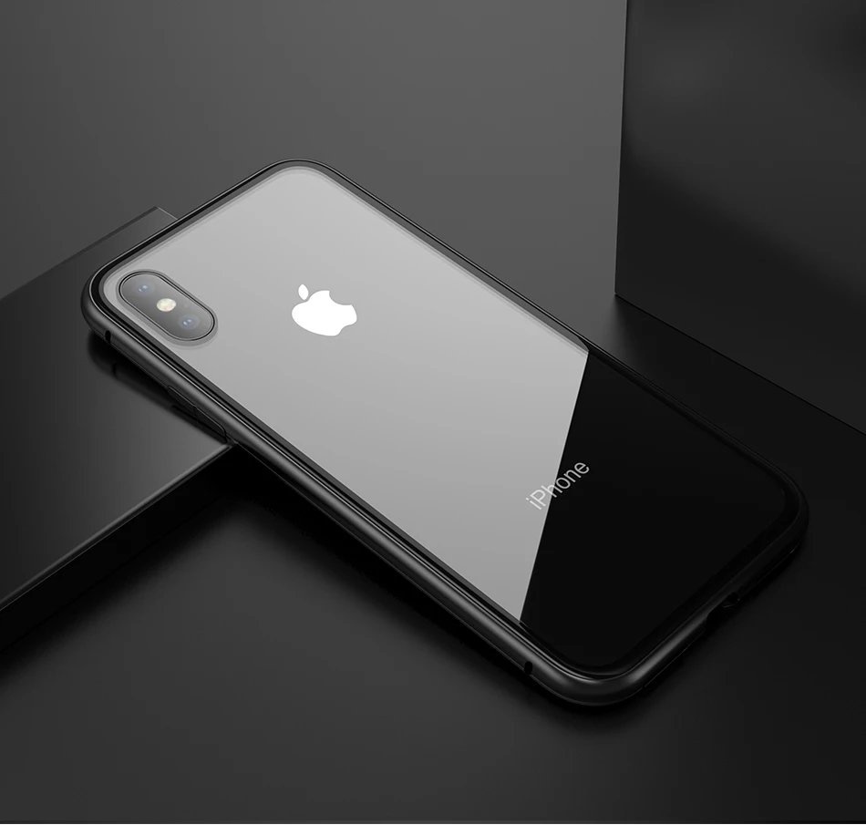 Tempered Glass Phone Case For iPhone 7 8 Plus Luxury 2 in 1 Magnetic Adsorption Clear Back Cover For iPhone X 10 8 7 Plus Case (8)