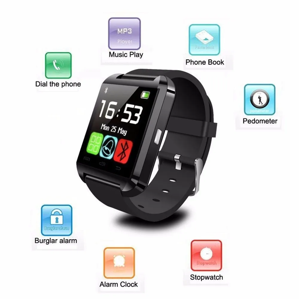 Smartwatch Bluetooth Smart часы U80 для iPhone IOS Android смартфон Носите часы Носимых устройств умные часы PK U8 GT08 DZ09 w8