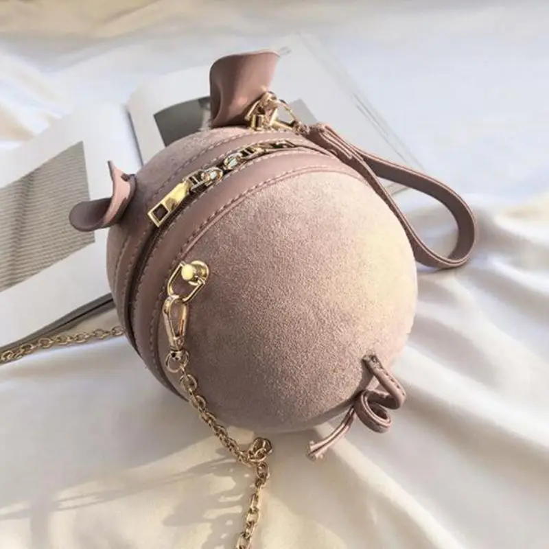 Корейская модная замшевая женская сумка свинья маленькая круглая цепочка через