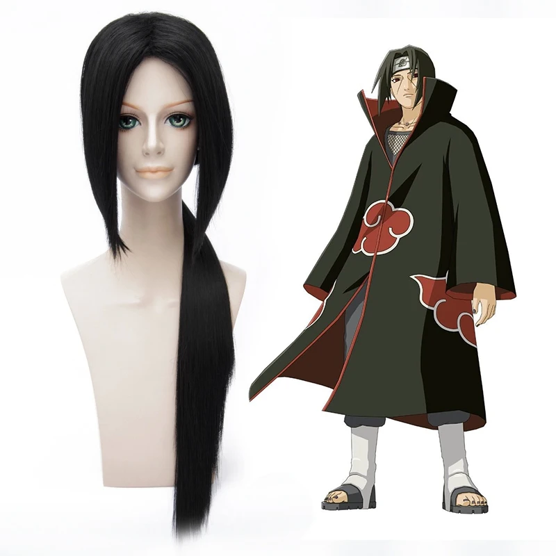 

NARUTO Uchiha Itachi 75cm Long Straight Synthetic Hair Wig Long Ponytail Anime Costume Party Universal Christmas Gift Black