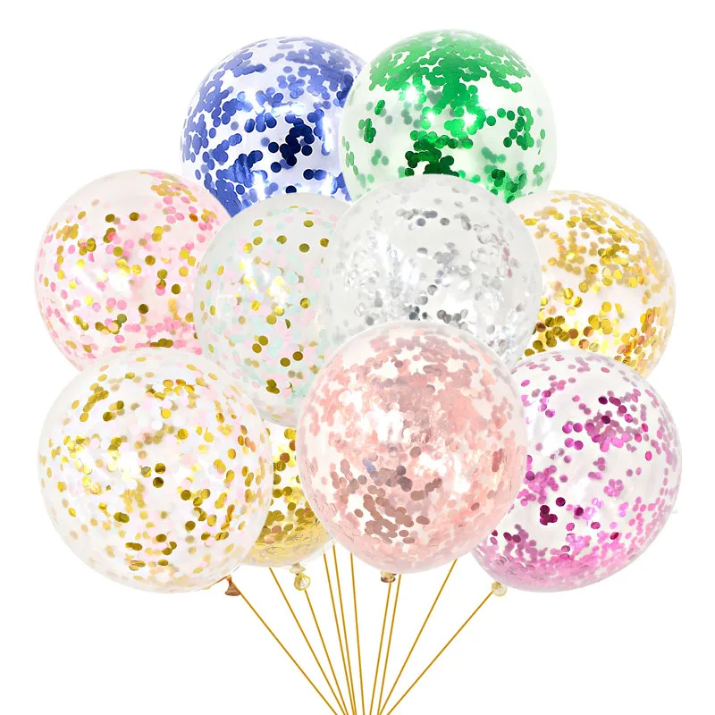 

5pcs/bag 12 Inch Inflatable 1cm Foil Confetti Balloons Baby Shower Latex Clear Birthday Balloons Wedding Decoration Party Favors