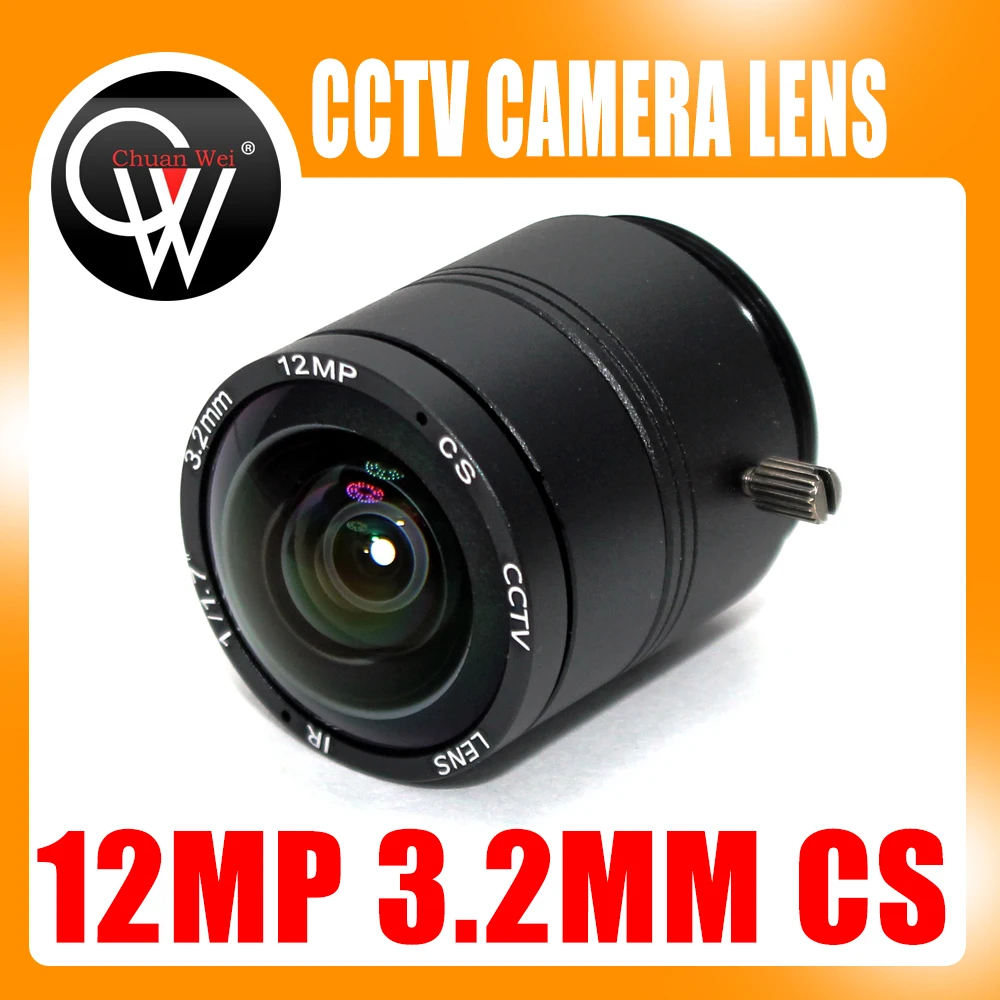 Achat Chuan Wei 12 Mégapixels 4 K 3.2mm Lentille Fixe CS Objectif 12MP 3.2mm 150 Degré 1 1. 7 pouce Pour 4 K IP CCTV Boîte caméra