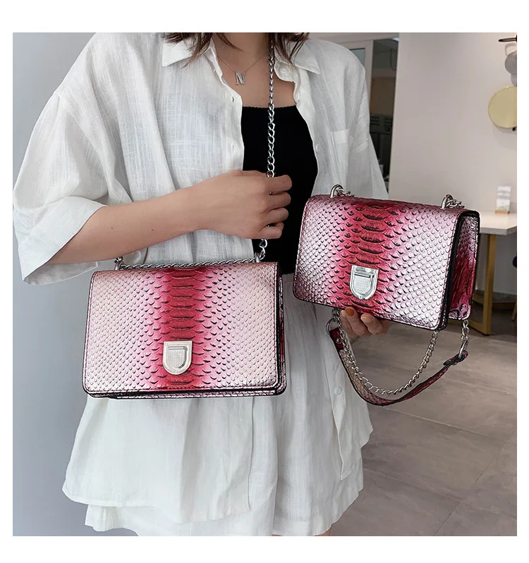 Retro Alligator Handbag Fashion Women Hasp Chain Messenger Bags Clutch Wedding Party Purse Slung Flap Small Square Bag