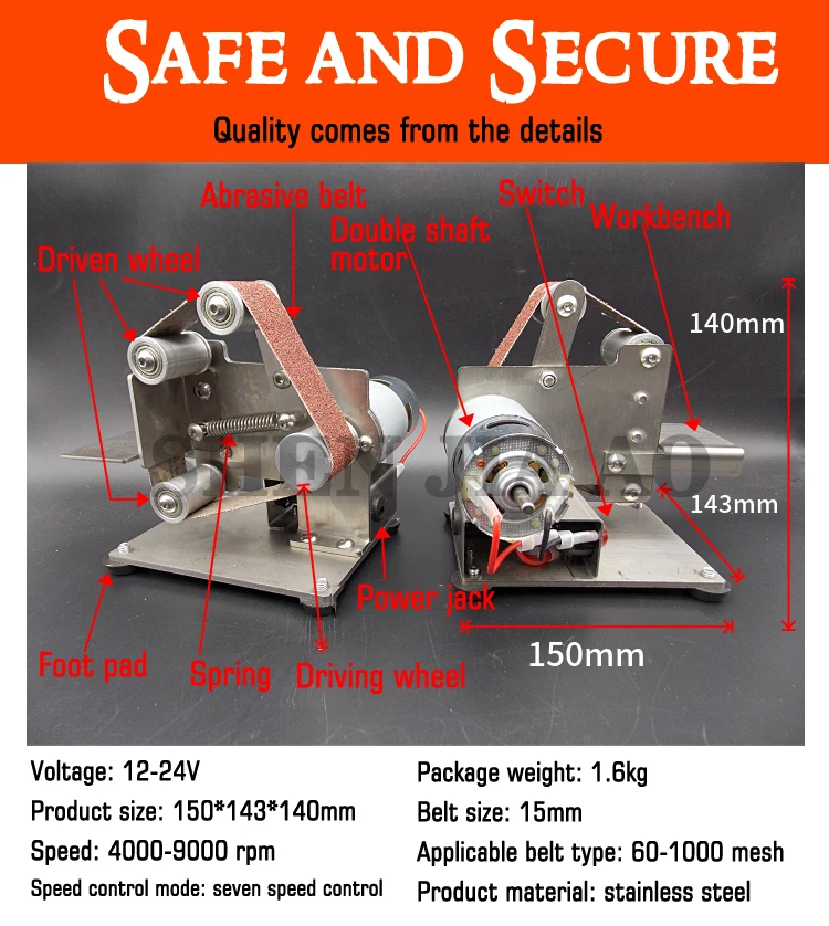 Небольшой мини-ленточный станок из нержавеющей стали самодельный ремень шлифовальный и полировальный станок настольная машина с фиксированным углом заточки 110-220 В