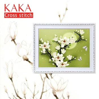 

KAKA Cross stitch kits Embroidery needlework sets with printed pattern,11CT canvas,Home Decor for garden House,5D Moon Flowers