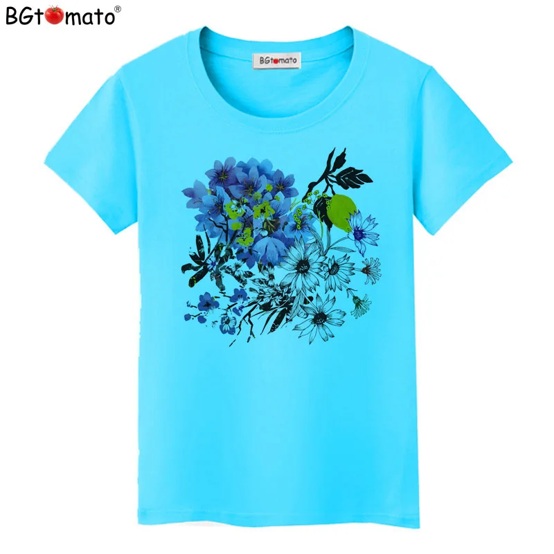 BGtomato Women Flowers Print T Shirt New Summer women t shirt fashion female rose flower tops t-shirt camisetas mujer Tops Blusa