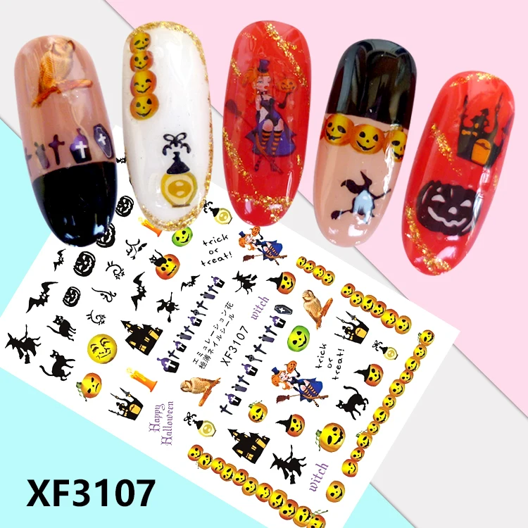 

3sheet Super thin back glue Japanese Nail Stickers Designs Gummed 3D Nail Art Stickers Decals Makep Art Decorations XF3106-3120