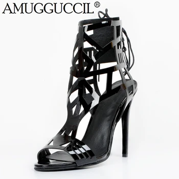 

2020 New Arrival Plus Big Size 34-47 Black Lace Up Fashion Sexy High Heel Summer Girl Female Women Lady Sandals L883