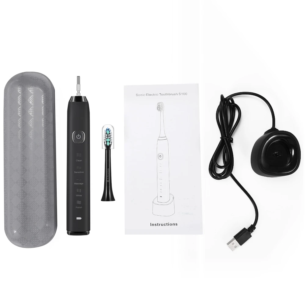 

Electric Toothbrush Adult Timer Brush USB Rechargeable Electric Tooth Brushes with Replacement Brush Head