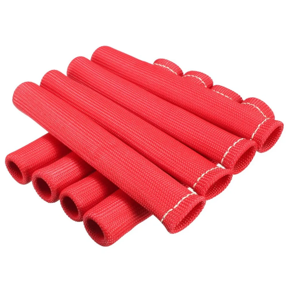 

8pcs/set Red Engine Spark Plug Ignition Wire Heat Boot Heat Shield Protector Cover Sleeve Car Accessories
