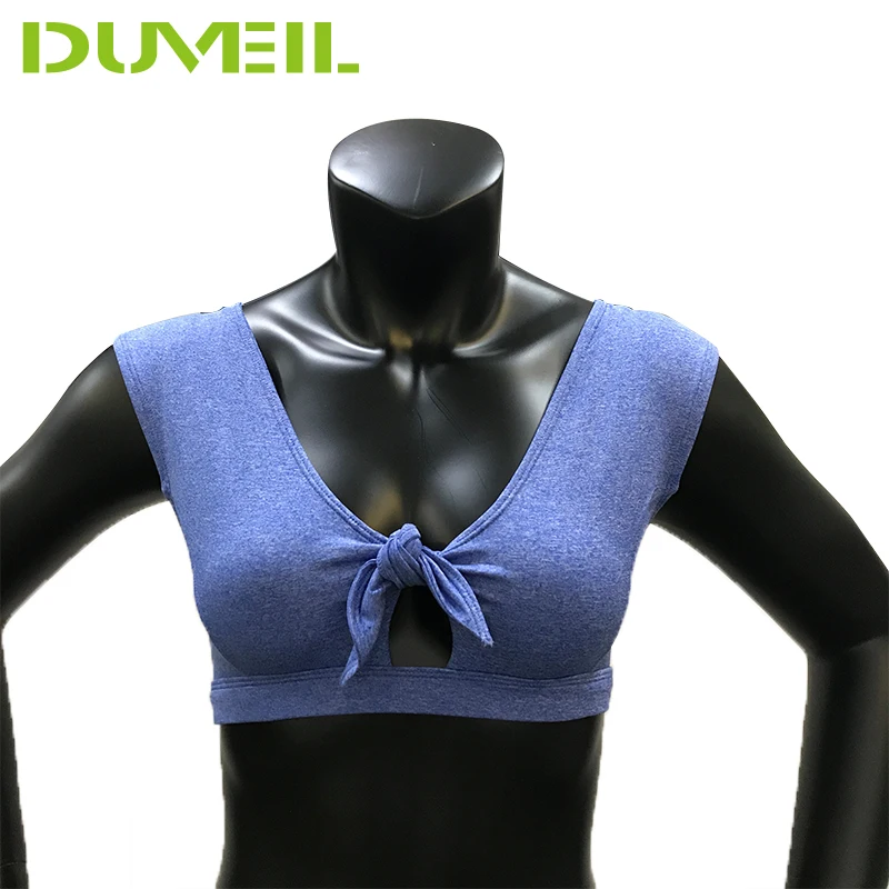 Women Front tie Back V Design Sports Bra Sexy Fitness Bra Yoga