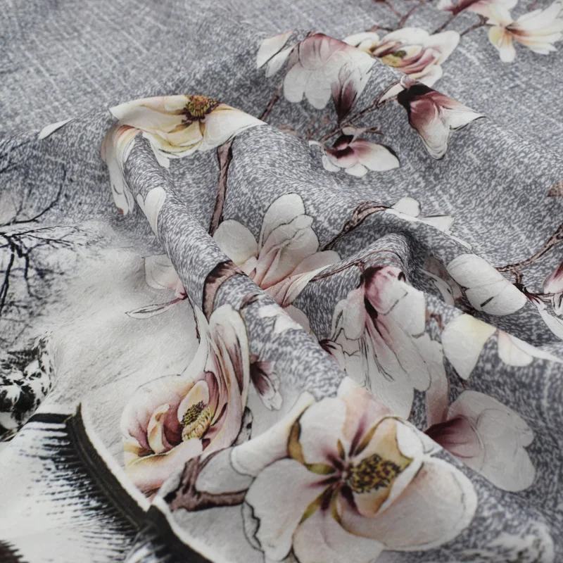 

142*137cm/pcs Elegant magnolia digital painting texture jacquard fabric for dress telas por metros tissu vestidos tela cloth DIY