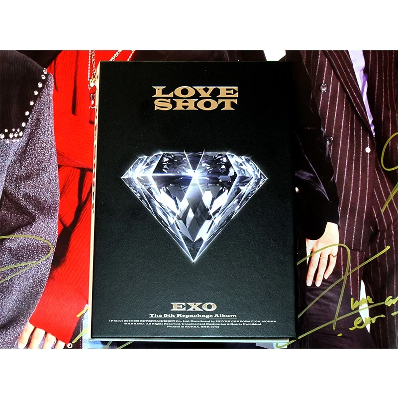 Подписанный EXO autographed 5 й альбом LOVE SHOT CD + Фотокнига K POP122018|Открытки и приглашения| |