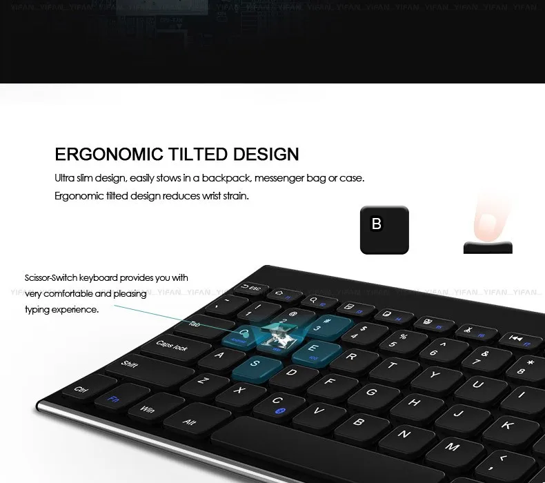 B. o. w Bluetooth клавиатура, нержавеющая сталь Универсальная Портативная Беспроводная клавиатура для смартфонов и планшетов, с перезаряжаемой
