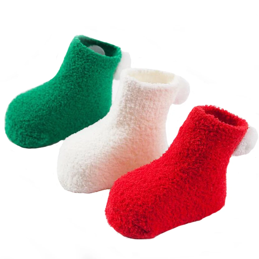 3 пары в упаковке, осенне-зимние утепленные носки для малышей однотонные детские носки из кораллового флиса