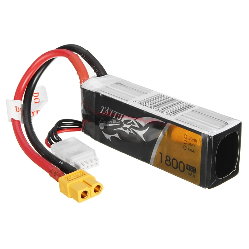 

TATTU 11.1V 1800mAh 45C 20Wh 3S XT60 Plug Lipo Battery for FPV RC Racing Drone Helicopter Frame Spare Parts DIY