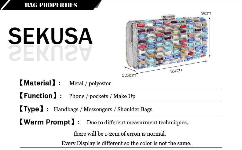 SEKUSA, акриловый женский вечерний кляп с бриллиантами, металлический дневной клатч с цепочкой, сумочка на плечо, вечерняя сумочка для свадьбы, вечеринки, ужина