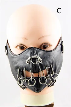 

10pcs Red Black Pink Punk Masks PU Leather Rivet Cool Mask USA UK Flag Style Masquerade Masks