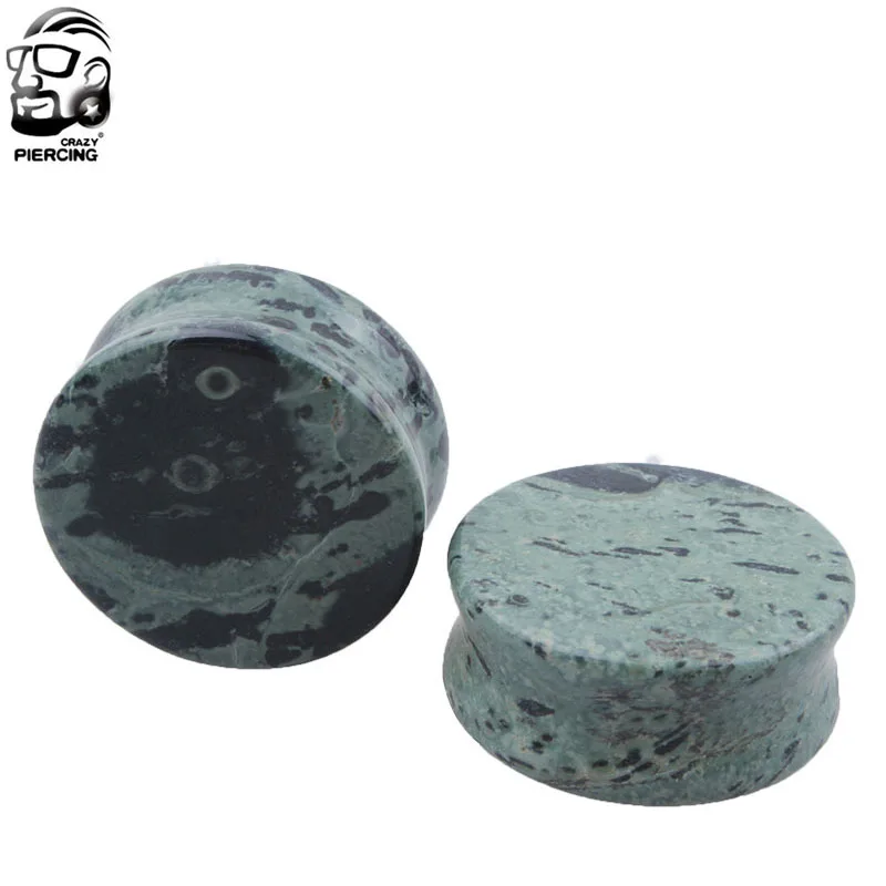 

New Product a Pair Green Eye Stone Ear Gauge Plug Ear Expander Tunnel Body Piercing Jewelry Stretcher