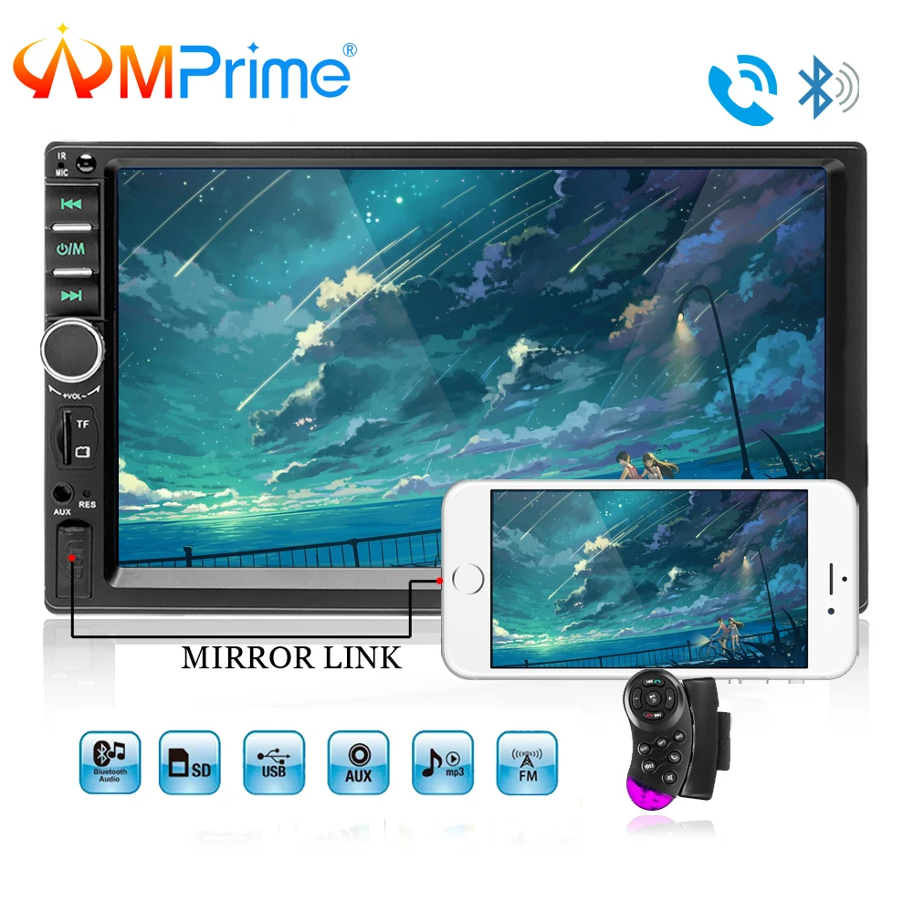 AMPrime 7018B Double 2 Din Car Video Player 7 Touch Screen Multimedia player MP5 Player USB