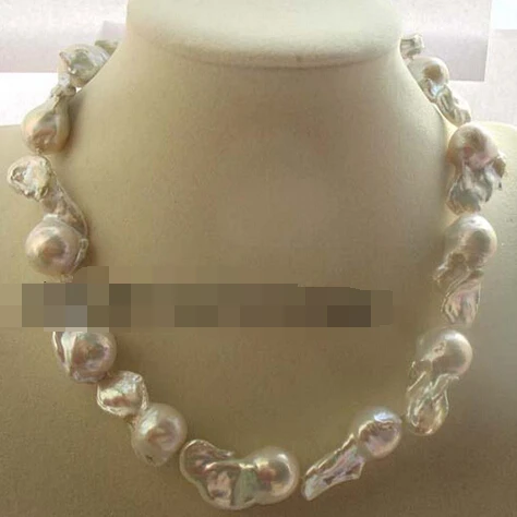 

08149 bigger!freshwater pearl white reborn keshi necklace 17