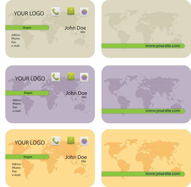 world map business cards templates with round corners matte white plastic card template