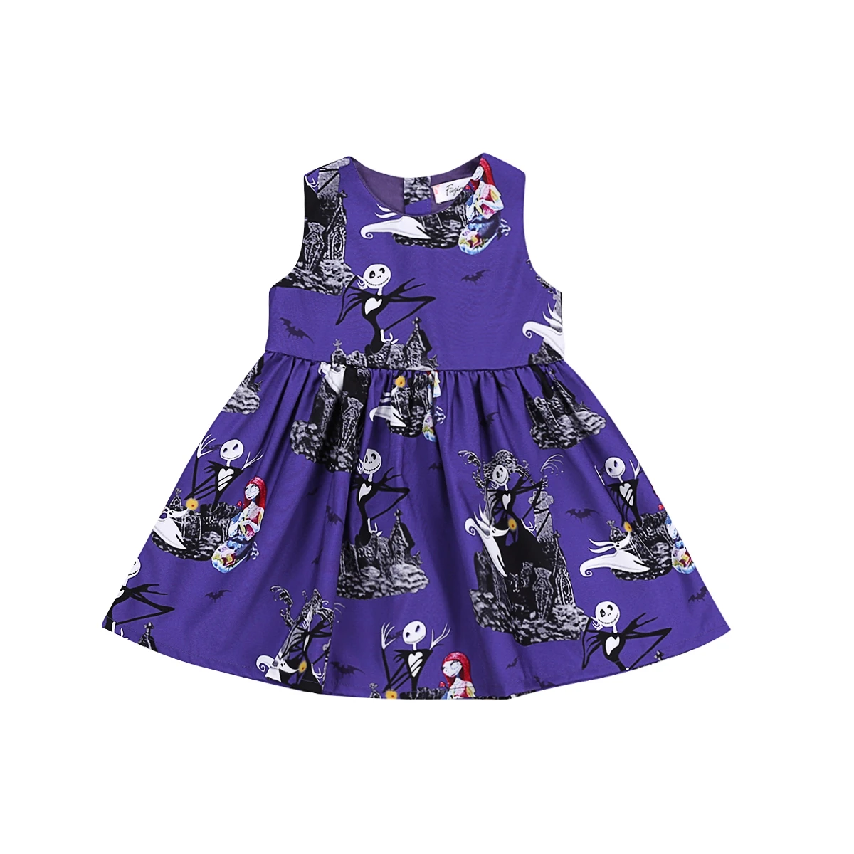 

Summer Baby Girls Ghost Printed Halloween Princess Dress Kids Sleeveless Wedding Party Tutu Dresses Sweet Cotton Blue Sundress