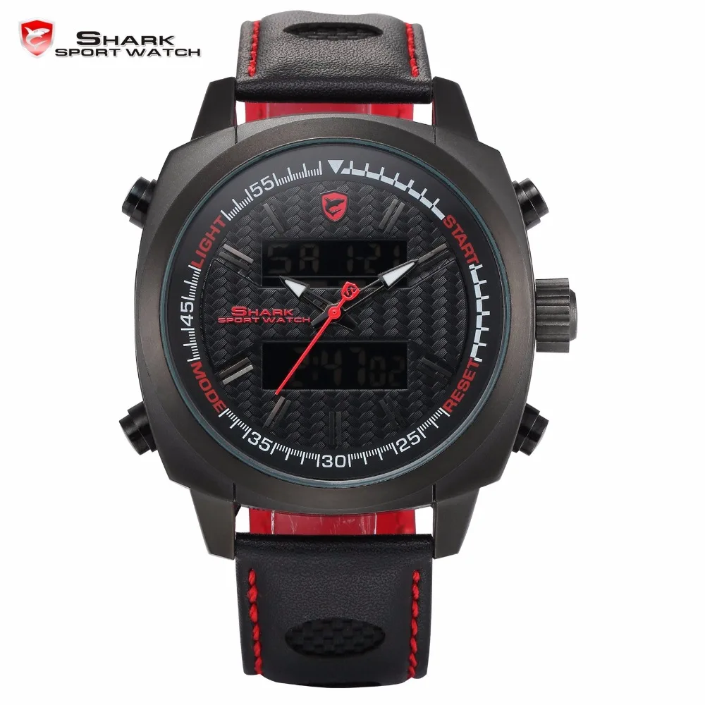 Silvertip Generation Shark Sport Watches Black Case Red Men Dual Date