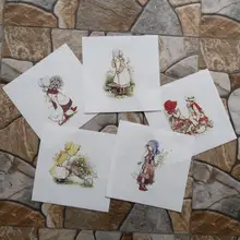 Western vintga сельская девушка 15x 15 см холст хлопок лен ручная окрашенная Цифровая печатная стеганая ткань для сшивание лоскутов по принципу "сделай сам" 5 шт./партия