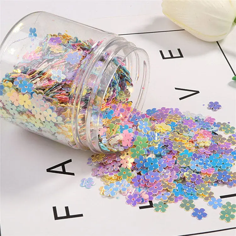 New Five Mixed Colors Shape Loose Sequins 10g/Pack Paillettes Nails Art Manicure Material,Wedding Decoration Confetti - Цвет: 7MM Flower