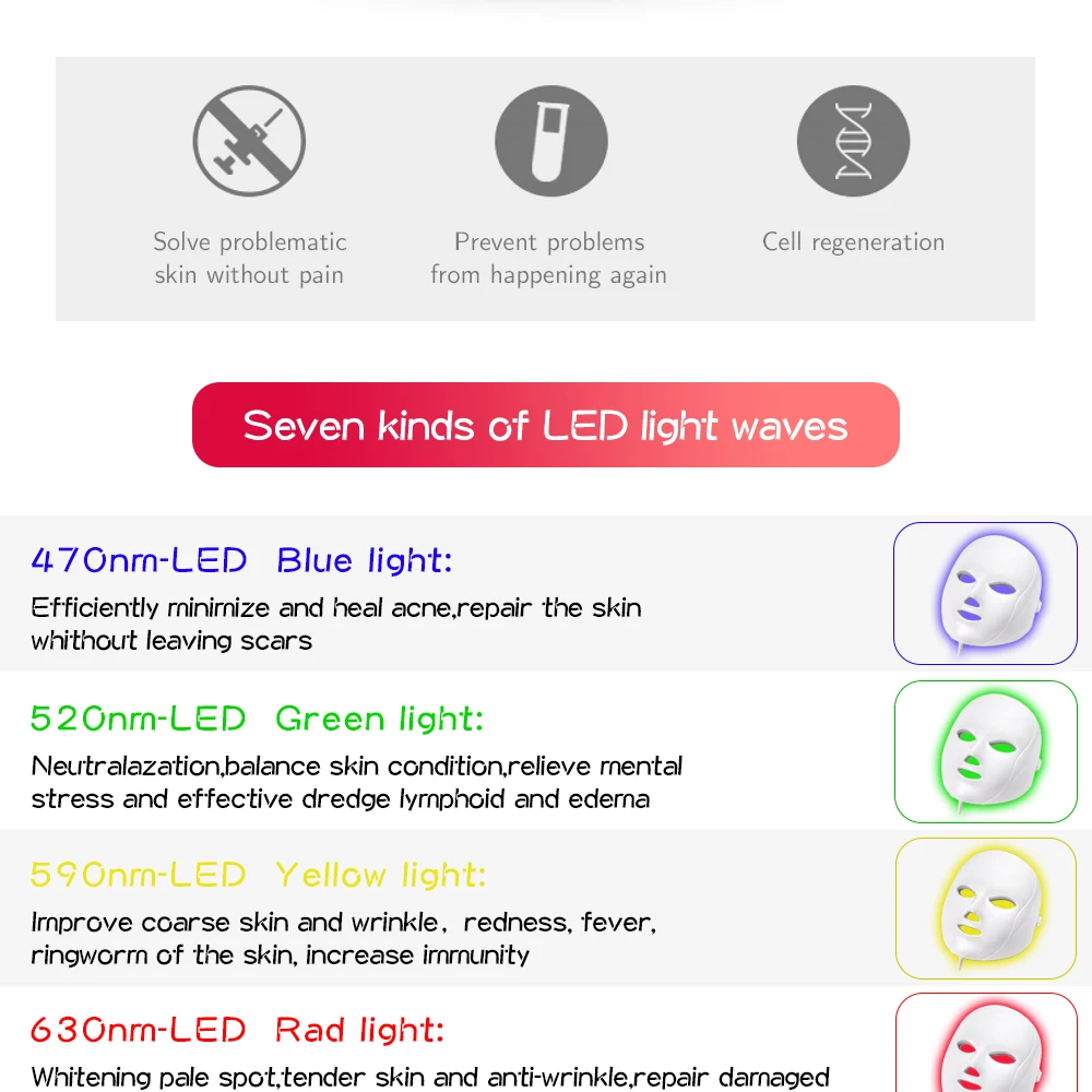 7 цветов светодиодный маска для лица, омоложение кожи, удаление морщин и акне, светодиодный фотонный маска для лица, красота, терапия, отбеливание, Подтяжка, красота, спа