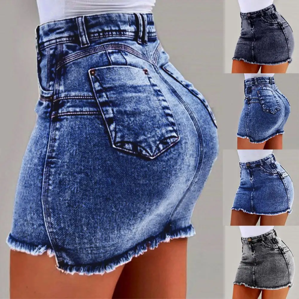 Джинсовая юбка синие джинсовые мини юбки новые женские летние короткие джинсы женские джинсовые мини-юбки с карманами женские s ED