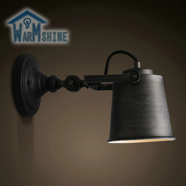 

Northern Europe Industrial Vintage Contract Style Black Iron Creative Wall Lamp Cafe Asile Balcony Decoration LED Lamp