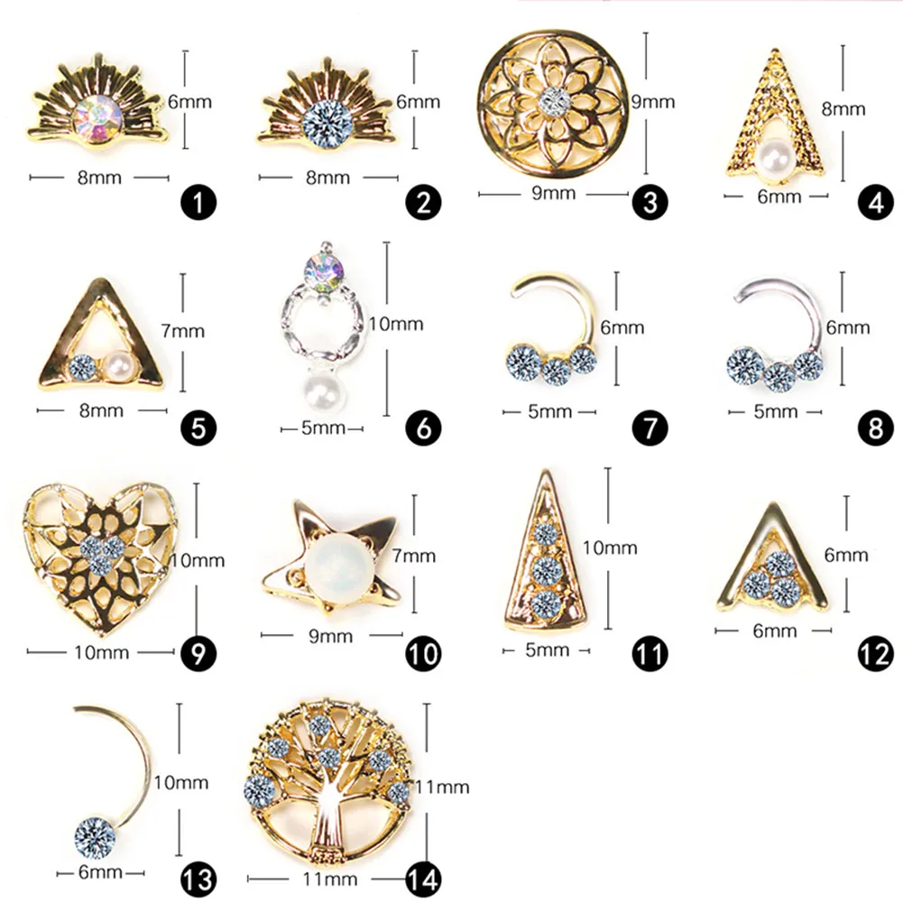 10 шт./пакет аксессуаров для ногтей сплав украшения шику Шарм Блеск Советы DIY ногтей аксессуары HS11