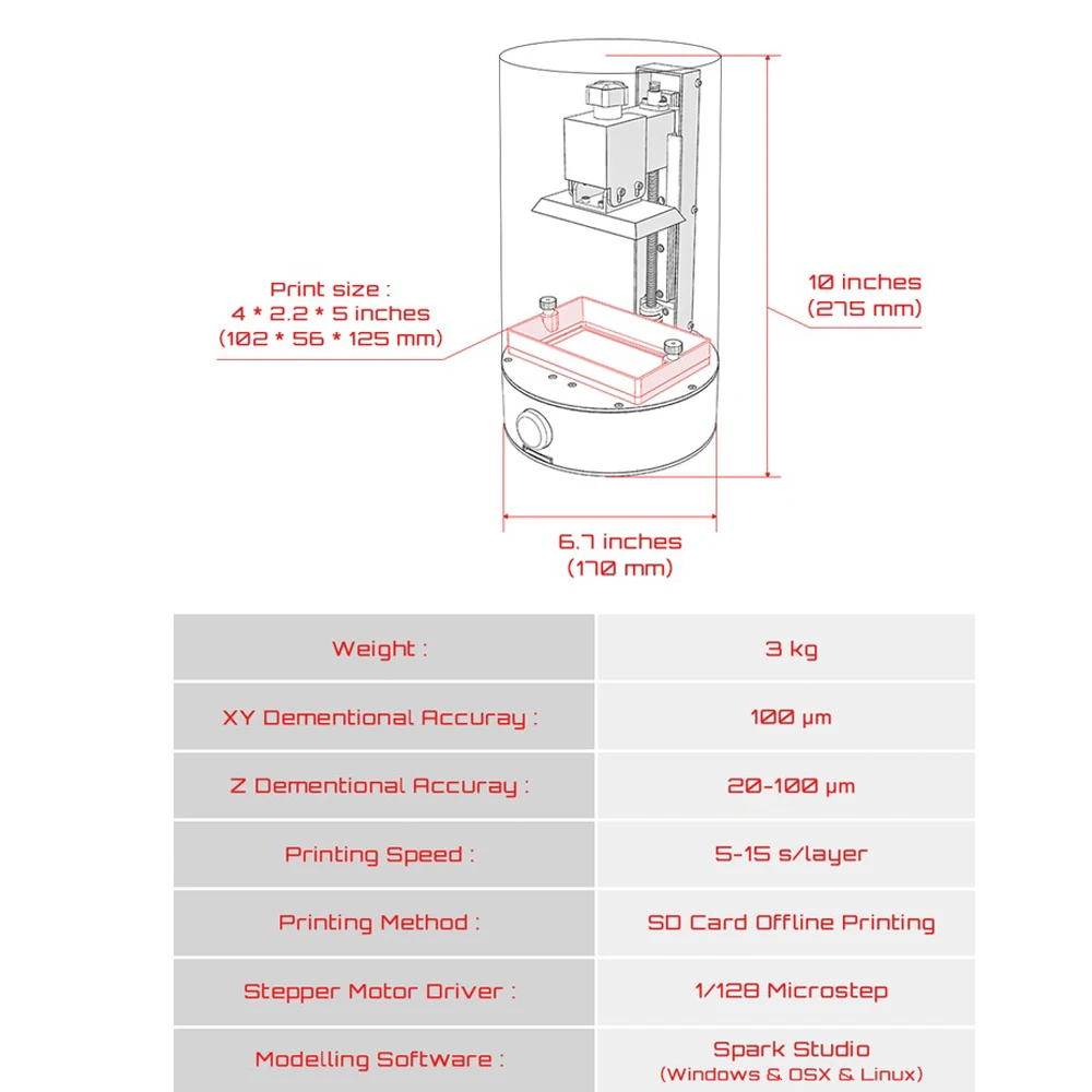 SparkStudio SLA 3d принтер Смола плюс размер УФ lcd 3D печать светочувствительная Смола SLA домашняя стоматология ювелирные изделия модельные наборы 3D печать