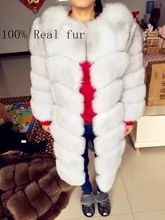 Real fur 2016fox fur vest is 90 cm long coat sleeves design women free shipping