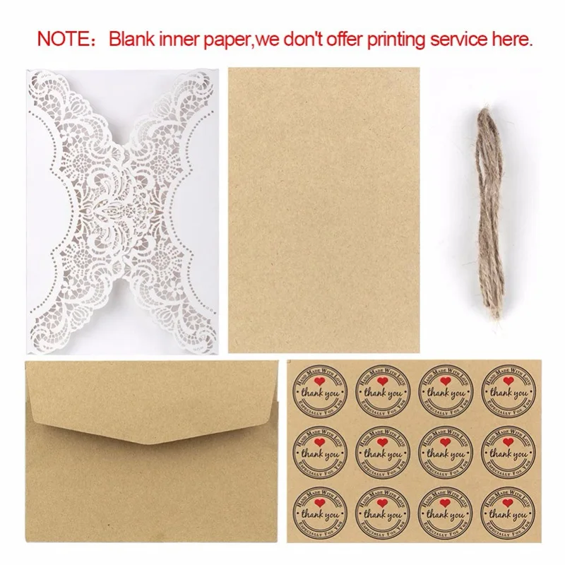  Elegant Hollow Greeting Card 24pcs Laser Cut Wedding Invitations Cards Custom Inner Paper With Ribb - 32856740121