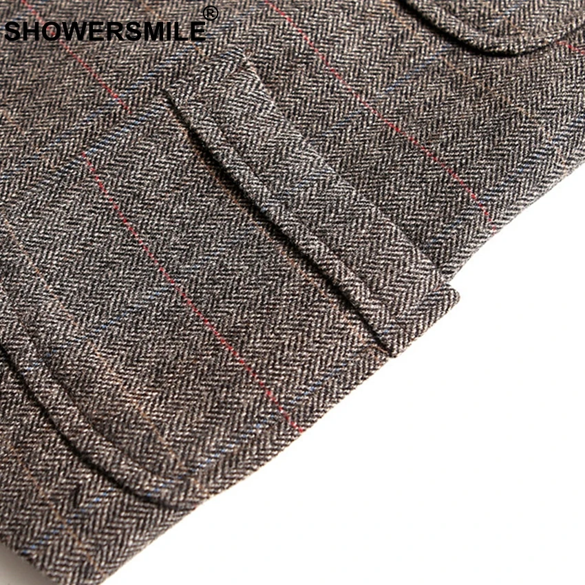 SHOWERSMILE Vintage Tweed Vest Plus Size Men Waistcoat With Pockets Woolen Sleeveless Jacket British Style Vest Men Gilet Brand SHOWERSMILE Vintage Tweed Vest Plus Size Men Waistcoat With Pockets Woolen Sleeveless Jacket British Style Vest Men Gilet Brand