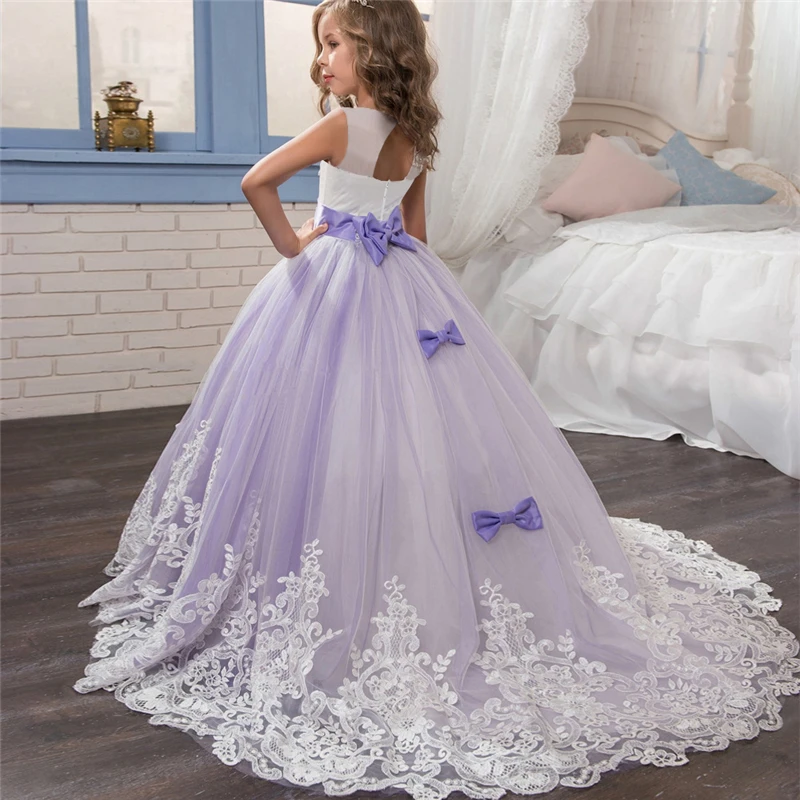 

Elegant Purple Ball Gown for Flower Girls Princess Girls Long Prom Dresses Kids Christmas Party Children