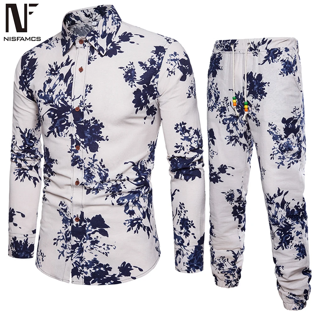 الرجال عطلة دعوى مصنع نمط الأشجار طباعة الملابس عالية الجودة الكتان طويلة بانت الذكور رياضية زائد حجم 5XL أوروبا الصبي حزب مجموعة