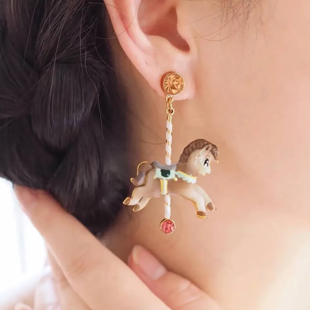 Amybaby, ручная работа, модный дизайн, эмалированная глазурь, Дамбо и кокконь, женские серьги-гвоздики, ювелирные изделия для женщин, вечерние