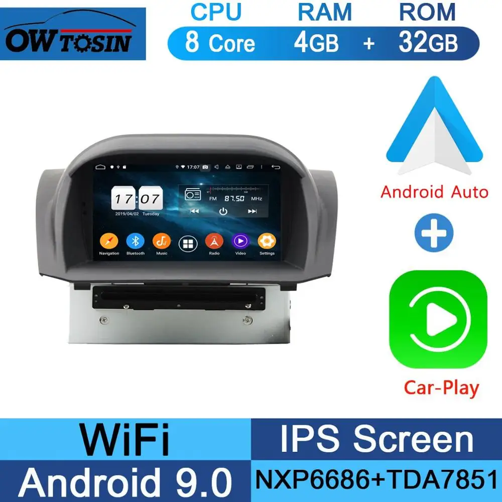 " ips Octa 8 Core 4G ram+ 64G rom Android 9,0 автомобильный dvd-радио GPS для Ford Fiesta 2011- DSP CarPlay Parrot BT стерео Adas - Цвет: 32G CarPlay Android