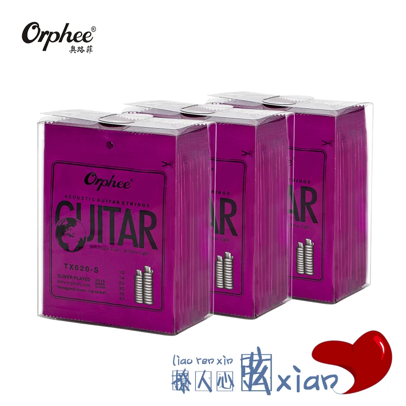 10 Sets Of Orphee Tx620s Acoustic Guitar Strings Hexagonal Carbon