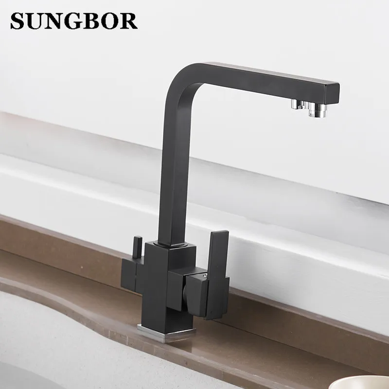 Luxury Chrome Brass Pure Water Kitchen Faucet Dual Handle Hot and Cold Drinking Water 3-way Filter Kitchen Mixer Taps CF-0179L Luxury Chrome Brass Pure Water Kitchen Faucet Dual Handle Hot and Cold Drinking Water 3-way Filter Kitchen Mixer Taps CF-0179L