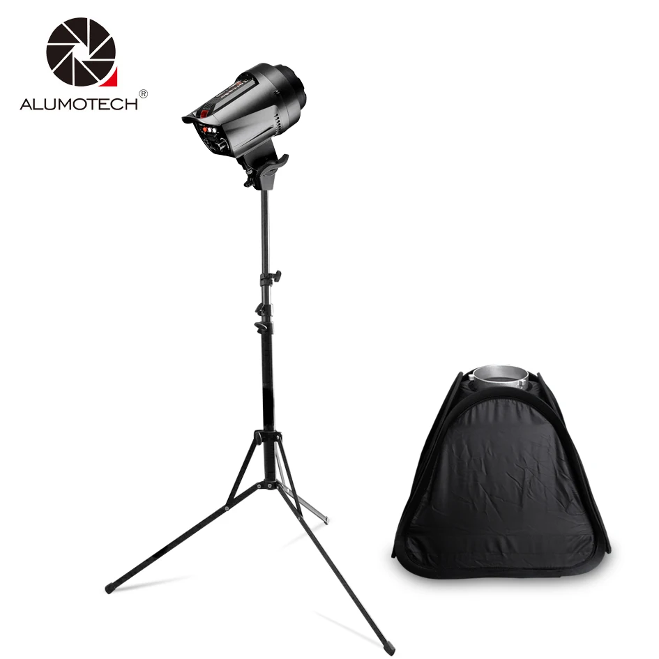

ALUMOTECH 5500K 255W Bowens Mount Stepless Dimming Flash Light+Stand+Softbox For Studio Video Photography Camera Accessories