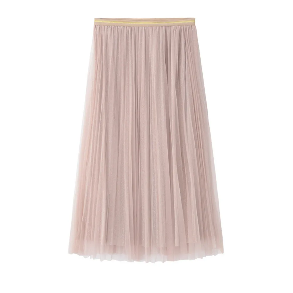 

2019 MAXIORILL New Skirt Women Princess Tulle Solid Color Pleated High Waist Long Skirts подол Wholesale T3