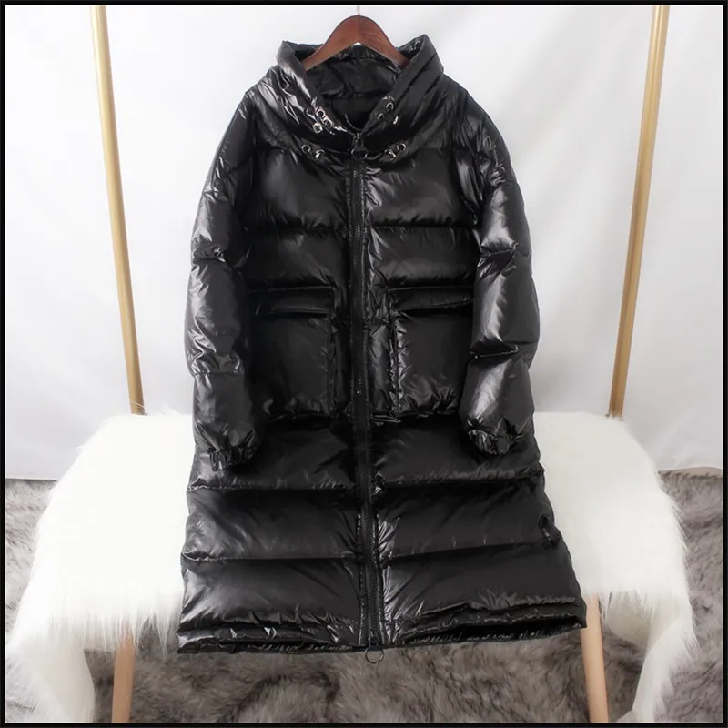 

WSYORE Down Jacket 2019 New Winter Women Long Sleeve Duck Down Coat Female Loose Long Large Size Down Jackets NS1317