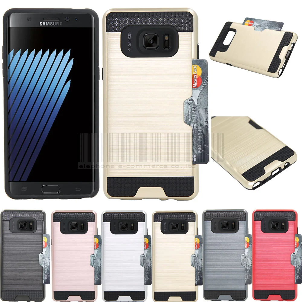 For Samsung Galaxy Note 7 Anti-shock Protective Hybrid Card Holder Pocket Case Cover For Samsung Galaxy Note FE 2017 (SM-N935) For Samsung Galaxy Note 7 Anti-shock Protective Hybrid Card Holder Pocket Case Cover For Samsung Galaxy Note FE 2017 (SM-N935)