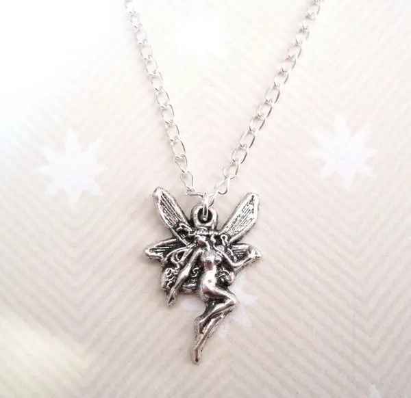 

2Pcs *Cute Winged Fairy Charm* Tibetan silver Fairie Ditsy Necklace SP 18 INCH chain XA25