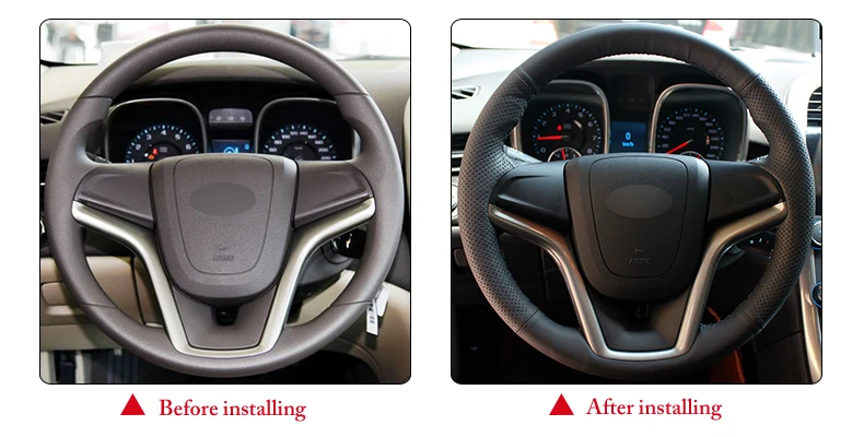 Черная синтетическая кожаная крышка рулевого колеса автомобиля для Chevrolet Malibu 2011- вольт 2011